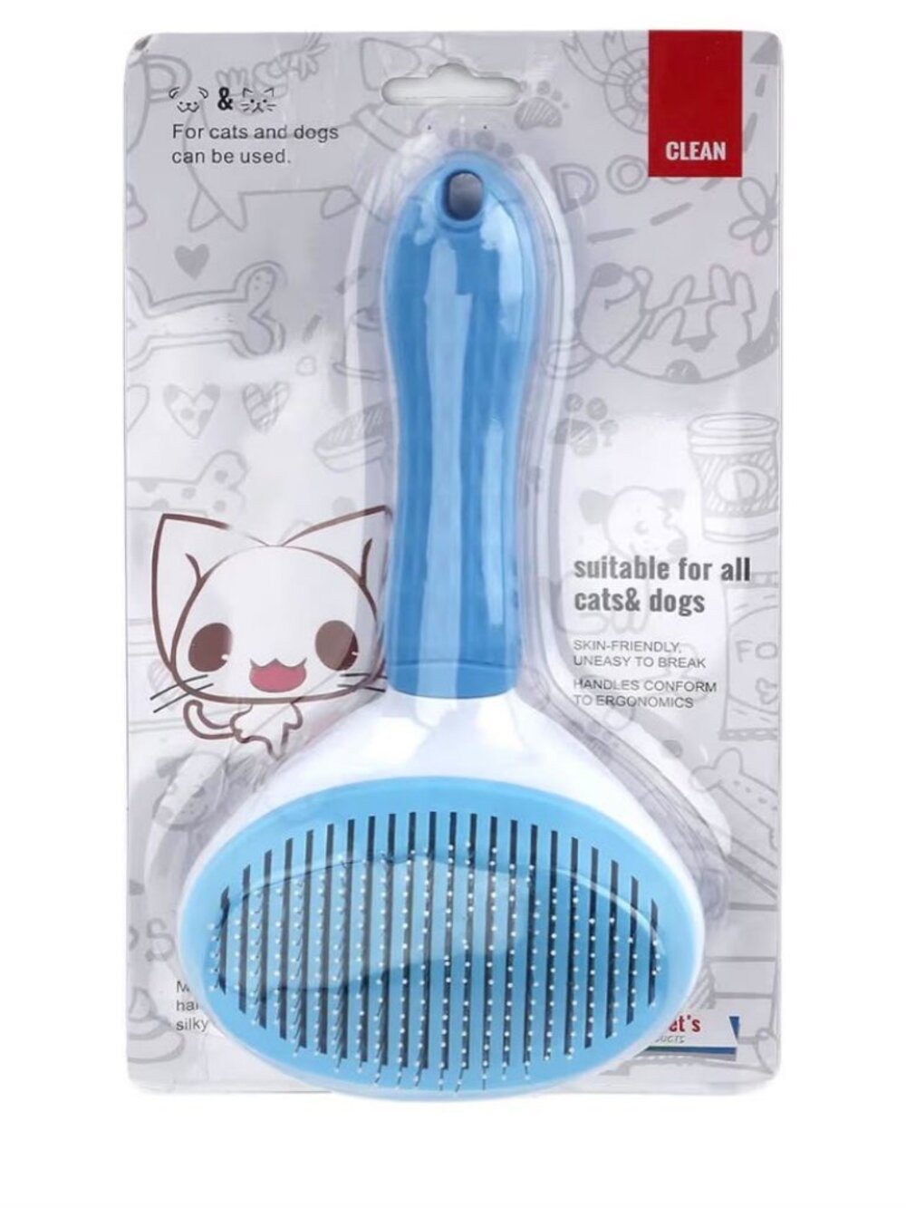 Pet Grooming Brush for Cats & Dogs – Blue Slicker Brush – Skin Friendly